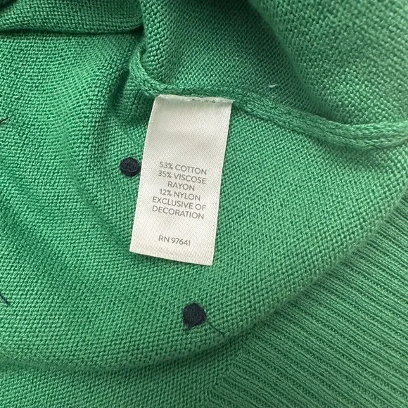 J.Jill Sweater Women’s Size XS Kelley Green Black Polka Dots V-Neck Cotton Blend - Picture 11 of 12